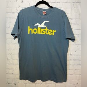 Y2K Hollister single stitch size XL bluish gray with chest screen print